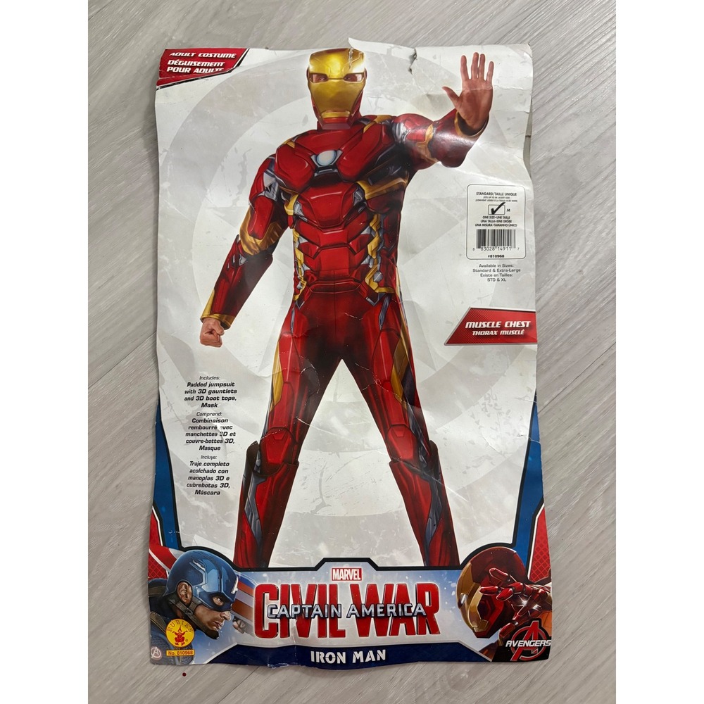 Iron Man Costume Men Rubies Marvel Capt America Civil War Muscle Chest Adult M